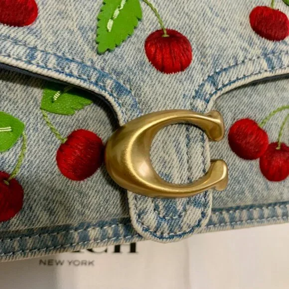 Coach Denim Tabby 20 with Cherries NWT - Picture 9 of 13